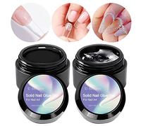 U-Shinein 2x10ml Solid Nail Glue Gel, Nail Tips Glue Gel for Acrylic Nails, Press on Solid Glue Gel, Solid Gel Polish Nail Art Manicure Glue Gel, Need Longer Nail Cure
