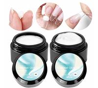 U-Shinein 2x10ml White Solid Nail Glue Gel Kit, Nail Glue Gel for Acrylic Nails Tips, Press on Solid Glue Gel, Nail Art Manicure Glue