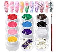 U-Shinein 3D Nail Sculpting Gel,10 * 5ml Non Wipe Painting Nail Polish Gel for Art Carving Modeling,Rub Chrome Nail Powder,and Nail Painting UV/Led Manicure DIY