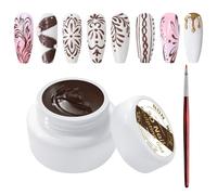 U-Shinein 3D Nail Sculpting Gel,Non Wipe Painting Nail Polish Gel with Nail Painting Pen for Art Carving Modeling,Rub Chrome Nail Powder,and Nail Painting UV/Led Manicure DIY, #Brown