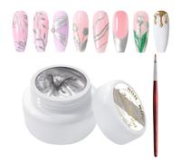 U-Shinein 3D Nail Sculpting Gel,Non Wipe Painting Nail Polish Gel with Nail Painting Pen for Art Carving Modeling,Rub Chrome Nail Powder,and Nail Painting UV/Led Manicure DIY, #Silver