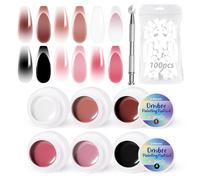 U-Shinein 6Pcs Ombre Gel Nail Polish Set,Spring Summer Colorful Painting Nail Gel with 100Pcs Nail Sponges & 4 Claws Metal Grabber for Diy Nail Art(A)