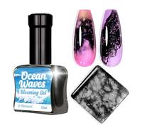 U-Shinein Blooming Gel Nail Polish, Marble Effect Nail Polish, Black Watercolor Ink Wave Nail Gel with Magical Diffusion Effect for Creating Lace Pattern Nail Art Soak of UV/LED 12ml