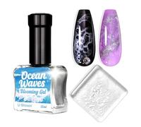 U-Shinein Blooming Gel Nail Polish, Marble Effect Nail Polish, Silver Watercolor Ink Wave Nail Gel with Magical Diffusion Effect for Creating Lace Pattern Nail Art Soak of UV/LED 12ml