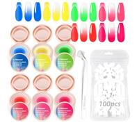 U-Shinein Cushion Gradient Painting Gel Kit, 6 Color Ombre Nails Aura Nails Full Coverage Precise Control of Each Dip With Brush Matte Effect Non-Wipe Long Lasting Soak Off UV Led,Set 02