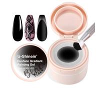 U-Shinein Cushion Gradient Painting Gel, Ombre Nails Aura Nails Full Coverage Precise Control of Each StrokeLong Lasting French Manicure Soak Off UV LED DIY Nail Art, Black