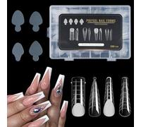 U-Shinein French Nail Form Sticker Nail Shapes Set, 4 Types French Style Nail Sticker 4 Types Dual-Ended Nail Extension Shape, Quick Assembly Nail Stamp Forms for French Nail Design, 288Pcs, 03