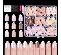 U-Shinein French Press On Nails, 9 Colors French Fake Nails, Full Cover French Nail Tips, 135 Pieces Short False Nails with Pre-Applied Base Coat & Tip Primer, Pre-made French Tips for Women, 04