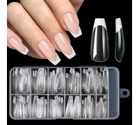 U-Shinein French Press On Nails, White French Nail Tips, Coffin False Nails, Nail Art Nails for Sticking, Fake Nails With Box, 120 Pcs Finished Nails For Women, 07 White