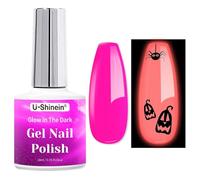 U-Shinein Glow in the Dark Gel Nail Polish, Luminous Pink Fluorescent Neon Colors, Glow in the Dark Effect, Halloween Nails Home Salon Manicure for DIY Nail Art Polish for Women 10ml