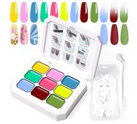 U-Shinein Gradient Painting Gel, 9 Colors Ombre Gel Nail Polish with 100Pcs Nail Sponges & 4 Claws Metal Grabber for French Manicure DIY Nail Art,Set A1