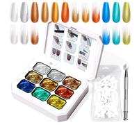 U-Shinein Gradient Painting Gel, 9 Colors Ombre Gel Nail Polish with 100Pcs Nail Sponges & 4 Claws Metal Grabber for French Manicure DIY Nail Art,Set Q