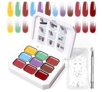 U-Shinein Gradient Painting Gel, 9 Colors Ombre Gel Nail Polish with 100Pcs Nail Sponges & 4 Claws Metal Grabber for French Manicure DIY Nail Art,Set A