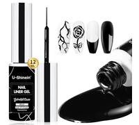 U-Shinein Metallic Painting Gel, Nail Art 3D Mirror Effect Gel Nail Polish,Build in Thin Brush Soak Off for Salon Home DIY Manicure, Black