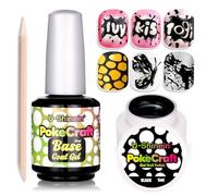 U-Shinein Multi-functional Black Nail Polish Gel Set, with Base Coat&Orange Wood Nail Sticks Kit, Blooming Gel Spreading Magic Blossom Effect PokeCraf