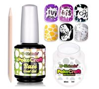 U-Shinein Multi-functional White Nail Polish Gel Set, with Base Coat&Orange Wood Nail Sticks Kit, Blooming Gel Spreading Magic Blossom Effect PokeCraft