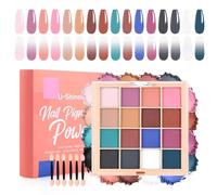U-Shinein Nail Pigment Powder Palette Set, 16 Colors Ombre Nail Powder Palette with 100pcs Sponges &Grabbing Pen French Aura Nails Ombre Nail Brush Nail Art DIY Accessories 9