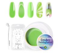 U-Shinein Ombre Gel Nail Polish Set,Colorful Painting Nail Gel with 50Pcs Nail Sponges & 4 Claws Metal Grabber for DIY Nail Art #09 Green