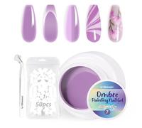 U-Shinein Ombre Gel Nail Polish Set,Colorful Painting Nail Gel with 50Pcs Nail Sponges & 4 Claws Metal Grabber for DIY Nail Art #07Purple