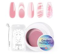 U-Shinein Ombre Gel Nail Polish Set,Colorful Painting Nail Gel with 50Pcs Nail Sponges & 4 Claws Metal Grabber for DIY Nail Art #05 Leathery Pink