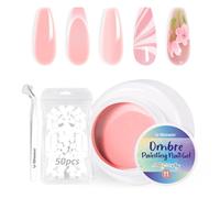 U-Shinein Ombre Gel Nail Polish Set,Colorful Painting Nail Gel with 50Pcs Nail Sponges & 4 Claws Metal Grabber for DIY Nail Art #11 Light Pink