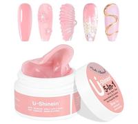 U-Shinein Solid Builder Nail Gel: 5-in-1 Nude Almond Extension 3D Sculpting Nail Gel for Art Carving Modeling,Builder,and Nail Extension UV/Led Manicure DIY
