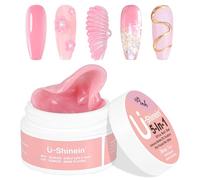 U-Shinein Solid Builder Nail Gel: 5-in-1 Pink Extension 3D Sculpting Nail Gel for Art Carving Modeling,Builder,and Nail Extension UV/Led Manicure DIY