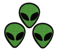 U-Sky 3pcs Cute Alien Head Iron on Patches for Kids Clothing Funny Iron-on Patch for Jeans, Sew on Appliques for Jackets Vest Backpacks Bags Caps