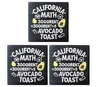 U-Sky Funny State Roast Patches, US States Sarcastic Embroidered Iron-Ons for Hat, Jacket, Backpack, American Geography Humor Gifts (California Math 3000rent 3000 Rent+5 Avocado Toast)