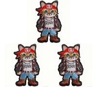 U-Sky Sew or Iron on Embridered Patches | Various Adorable Shorthair Cat Design Applique Patches Design | Suit for Jackets Bags Hats Denim DIY Crafts | 3PCs Pack (Shorthair Rocker)