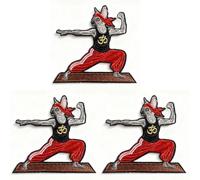 U-Sky Sew or Iron on Embroidered Patches | 3D Yoga Sphynx Cat with Dragon Design & Dragon Dance Text | Fitness Animal Theme for Jackets Bags Hats | 3.1"x2.8" 3PCs Pack