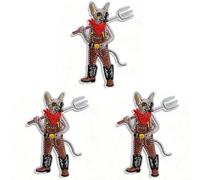 U-Sky Sew or Iron on Embroidered Patches | Funny Sphynx Cat Farmer with Pitchfork Design | Quirky Farm Theme for Jackets Bags Hats Denim DIY Crafts | 2.2"x3.1" 3PCs Pack