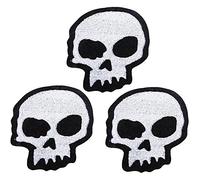 U-Sky Sew or Iron on Patches, 3pcs Skull Head Iron Patches for Clothing, White Embroidery Applique Patches for Jeans, Patches for Backpack, for Clothing Repairing, Size: 2.9x2.9inch