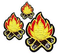 U-Sky Cool Campfire Flame Iron on Patches for Girl Scout, 3pcs Camping Fire Embroidery Appliques Patch for Clothing, Jackets, Jeans, Size: 1.5x1.6inch, 1.61x2.24inch, 2.32x2.99inch