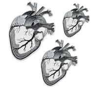 U-Sky Sew or Iron on Patches, 2pcs Human Anatomical Heart Iron Patches for Clothing, Silver Color Embroidery Patches for Backpacks, Size:7.3x4.9 inch, 3.6x2.5 Inch