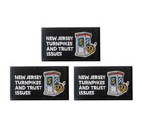 U-Sky Sew or Iron on Sarcasm Embroidered Applique Patches | New Jersey Turnpike Satire Iron Patch | Toll Booth & Trust Issues Humor Design | Black State Pride Iron On for Jackets Hats