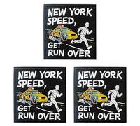 U-Sky Sew or Iron on Sarcasm Embroidered Applique Patches | New York Street Rhythm Embroidered Patch | City Pace Satire Design w/Iconic Cab | Iron On for Urban Style Jackets Bags