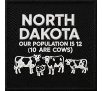 U-Sky Sew or Iron on Sarcasm Embroidered Applique Patches | North Dakota Country Charm Patch | Rural Population Humor Design | Cow Motif Embroidery for Hats Bags Jackets