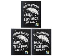 U-Sky Sew or Iron on Sarcasm Embroidered Applique Patches | Seattle Culture Sarcasm Embroidered Patch | Rainy City Satirical Design - Tech Lifestyle & Cloudy Mood | Iron-Ons for Jackets Bags