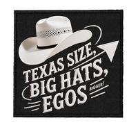 U-Sky Sew or Iron on Sarcasm Embroidered Applique Patches | Texas Cowboy Pride Embroidered Patch | Bold Hat & Bigger Motif Design | Western Style Iron-On for Hats Jackets Bags