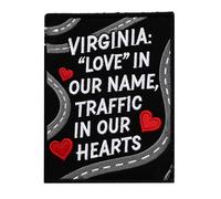 U-Sky Sew or Iron on Sarcasm Embroidered Applique Patches | Virginia Highway Heart Embroidered Patch | Love & Roads Satire Design w/Red Hearts | Iron On for Car Lovers Jackets Hats
