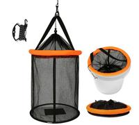 U Tag It Utag Floating Fish Basket for 5 Gallon Bucket, Foldable Live Fish Bait Live Well with Rubber Coated Mesh, Durable Fish Keeper for Kayak Fishing
