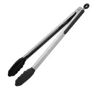 U-Taste 16" 315°C Heat Resistant Silicone Kitchen Tongs with Well Sealed Nonstick Rubber Tips and Silicone Coated Steel Handle and Smooth Locking (Black)