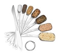 U-Taste 18/8 Stainless Steel Square Measuring Spoons Set of 8, Silver | Metal Measure Teaspoon Tablespoon with Leveler, Narrow Rectangular Kitchen Jar Scoop, Baking Cooking, Liquid Dry Ingredients