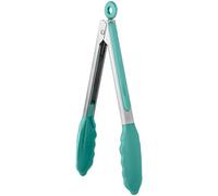 U-Taste 22cm Silicone Cooking Tongs: Heat Resistant with Non-Stick Silicone Tips & Stainless Steel Handle - Aqua Sky