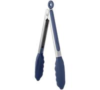 U-Taste 22cm Silicone Tongs: 315℃ Heat Resistant Kitchen Tong with Firm Sealed Non Stick Rubber Tips, Silicon Coated 18/8 Stainless Steel Handle and Smooth Locking for Cooking BBQ (Midnight Blue)