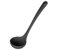 U-Taste 27cm Small Silicone Soup Ladle: 315℃ Heat Resistant Non-Stick 2.4oz Kitchen Deep Serving Spoon, Soft Cooking Utensil with Non-Slip Solid Handle for Mixing Sauce Stew Gravy (Black)