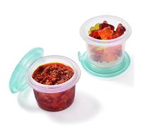 U-Taste 2Pcs Silicone Food Containers, Stackable Kitchen Storage Box with Airtight Lid and Date Marking Circle, Freezer and Microwave Safe for Condiments, Spices, Nut, Salad Dressing (60ml, 2Pcs)