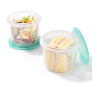 U-Taste 2Pcs Silicone Food Containers, Stackable Kitchen Storage Box with Airtight Lid and Date Marking Circle, Freezer and Microwave Safe for Veggies, Fruit, Sandwich, Spaghetti, Soup (500ml, 2Pcs)