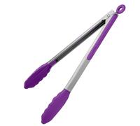 U-Taste 30cm Silicone Tongs: 315℃ Heat Resistant Kitchen Tong with Firm Sealed Non Stick Rubber Tips, Silicon Coated 18/8 Stainless Steel Handle and Smooth Locking for Cooking Serving BBQ (Purple)